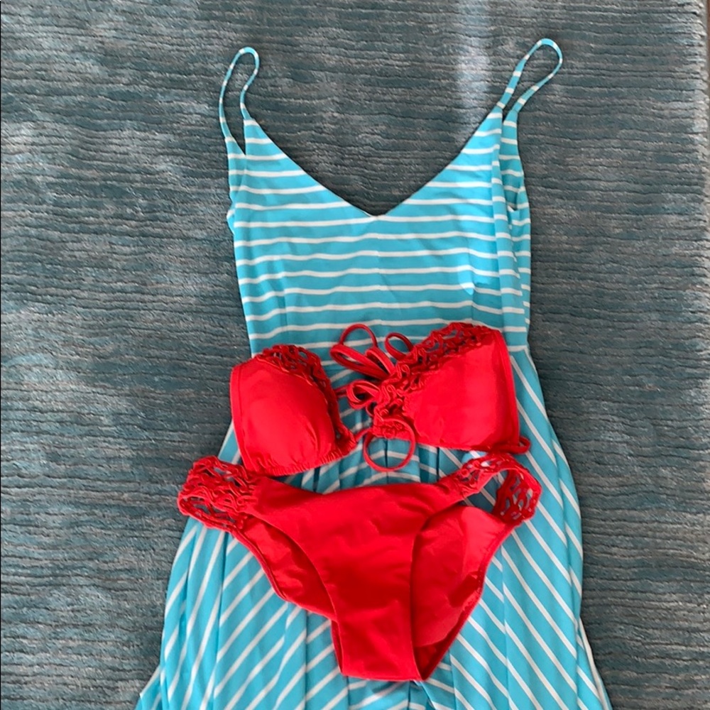 Sexy red Sauvage Bikini plus free beach coverup